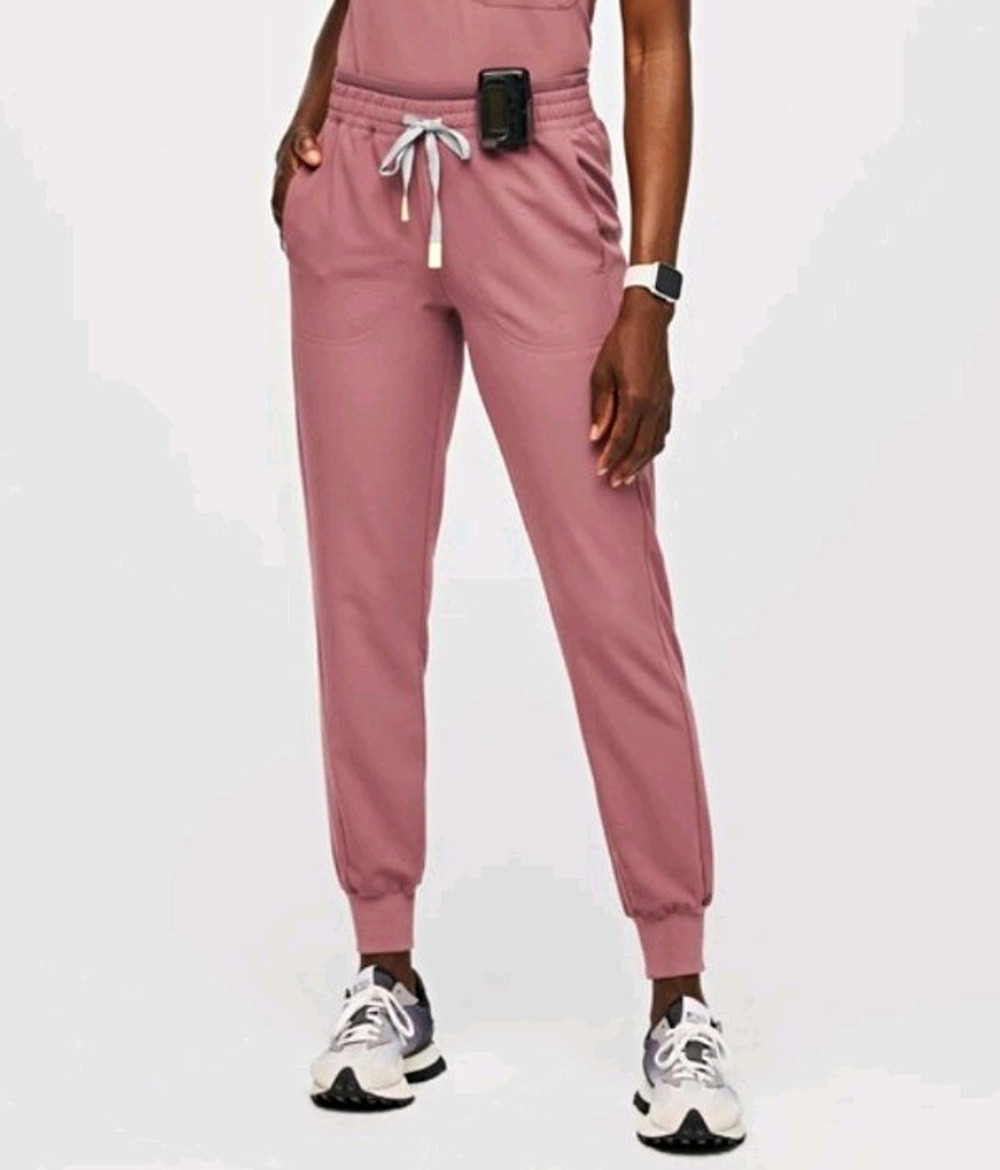 FIGS Mari HR Jogger XS/P Mauve Pink Knit Waistband Detail Scrub Jogger Pants